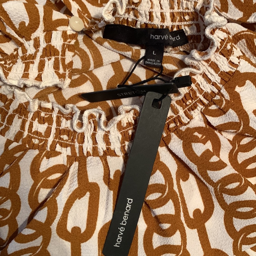 Harvé Benard Mock Turtleneck Sleeveless Chainlink Print Blouse - Picture 6 of 7